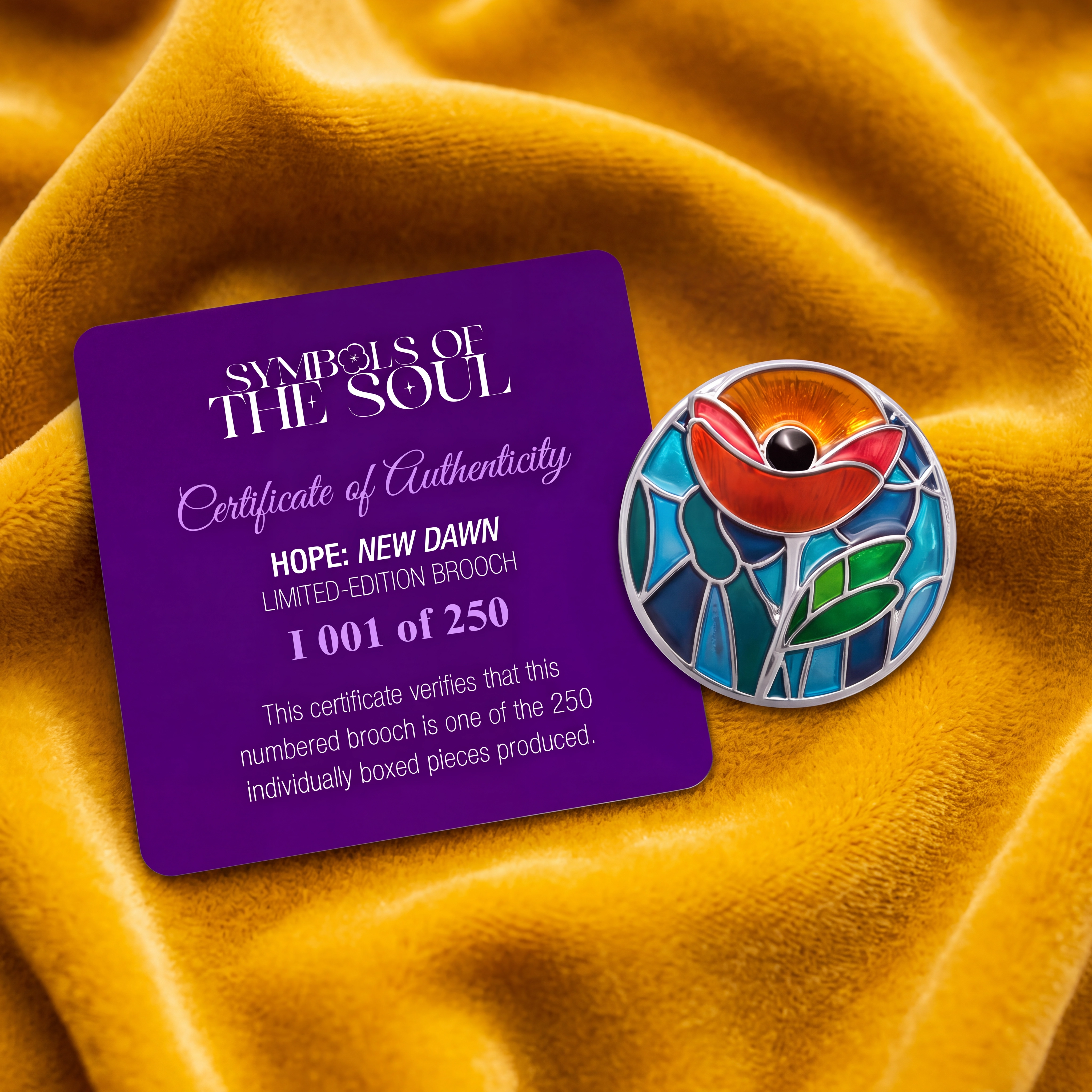 Hope brooch with certificate
