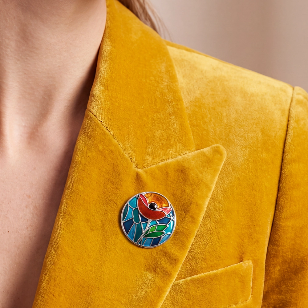 Model wearing Hope brooch