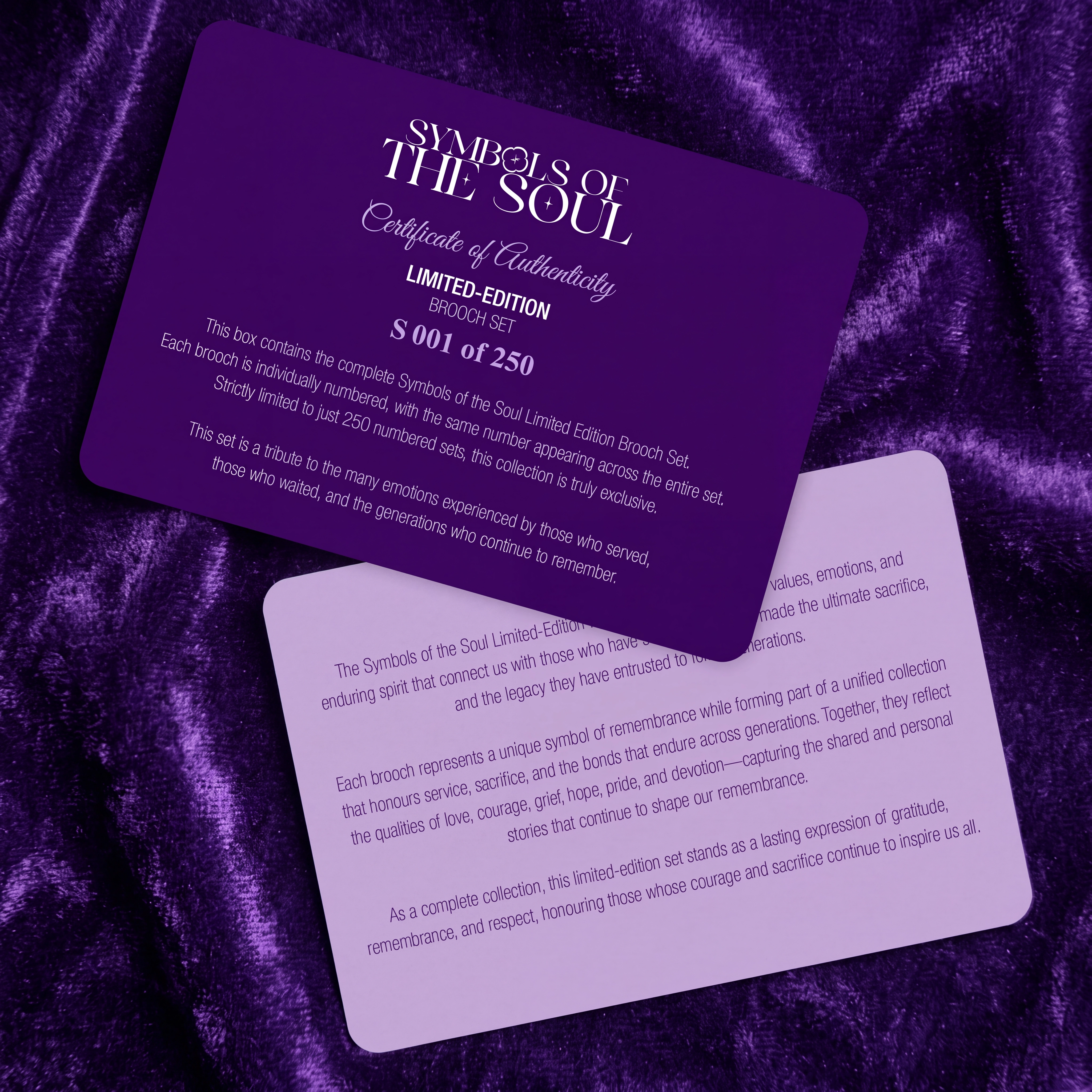 Symbols of the Soul Brooch collection certificate