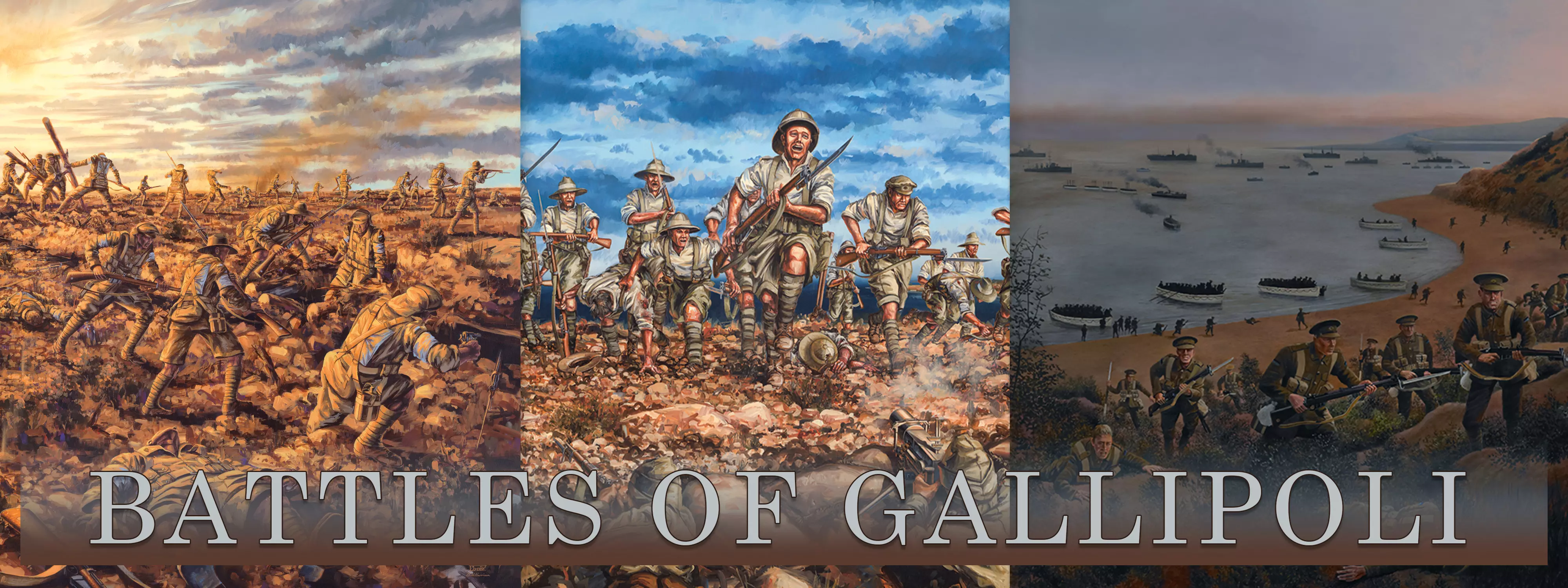 The Battles of Gallipoli header featuring artworks