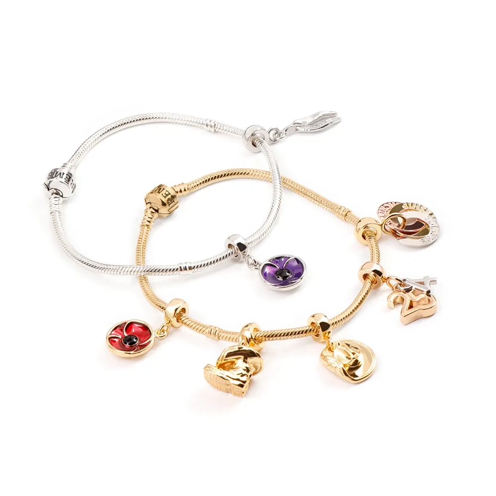 Gold and silver Remember bracelets