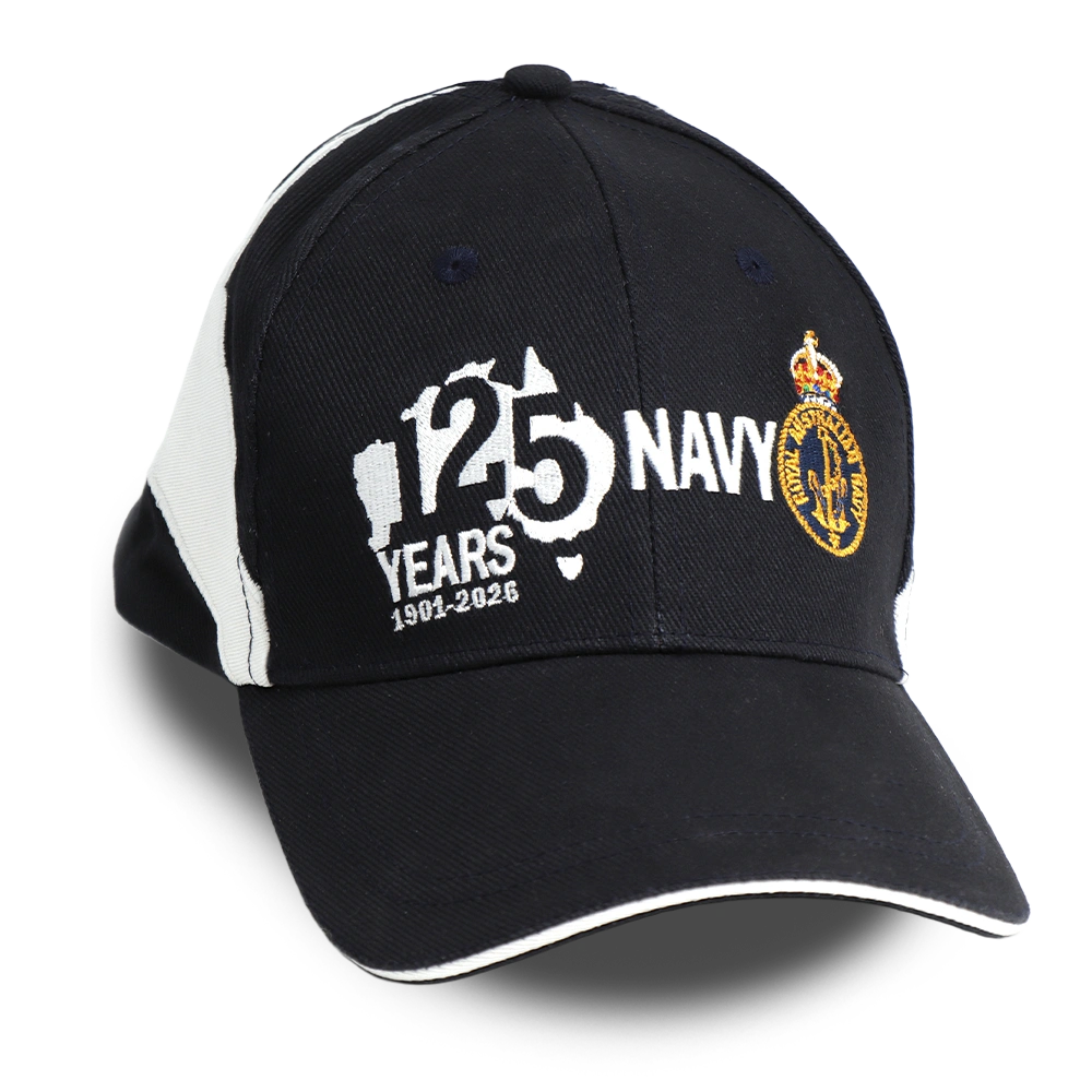 Royal Australian Navy 125th Anniversary Desk Paper Weight on a Black Background