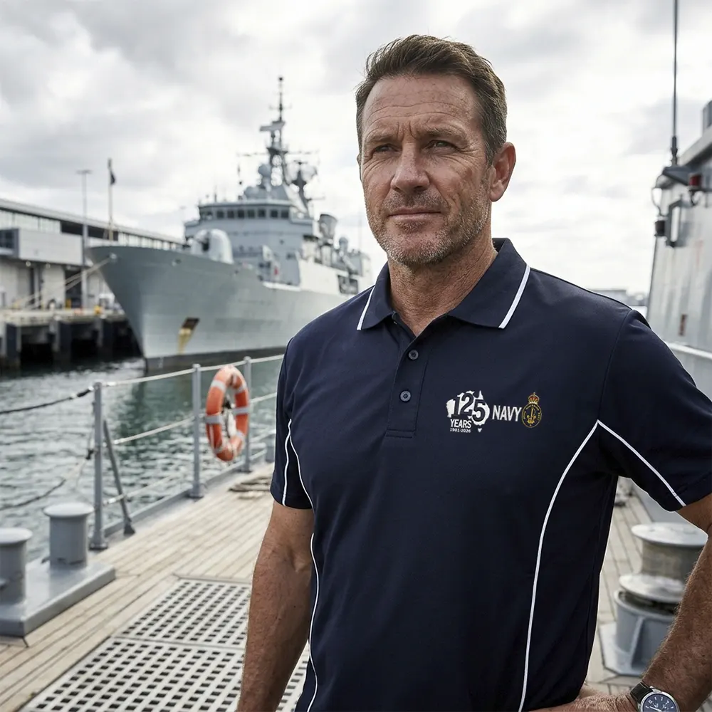 Royal Australian Navy 125th Anniversary Desk Paper Weight on a Desk