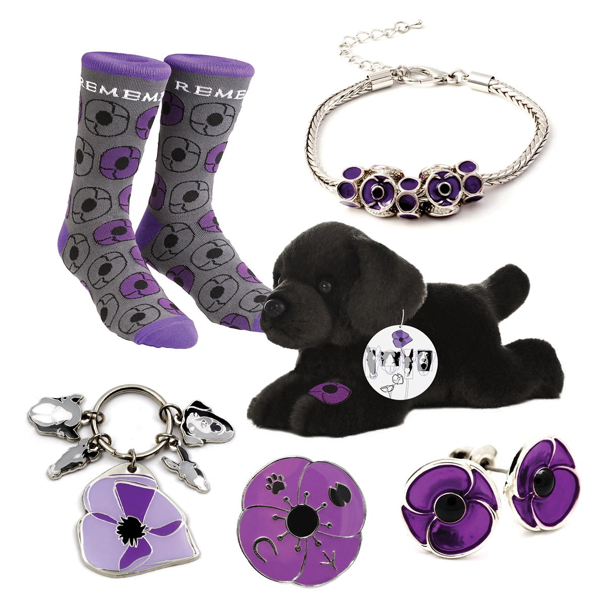 The Purple Poppy Collection featuring products from the purple poppy collection available on Military Shop Remembrance Day webpage