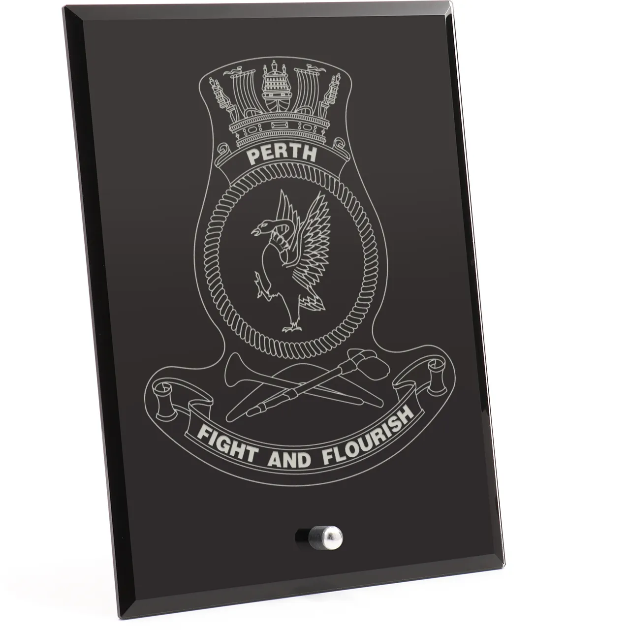 HMAS Perth (III) Nebula Black Glass Award | Engraved Plaque - Navy Shop